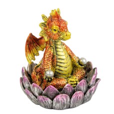 Dragon in Lotus Flower, gold, 10cm