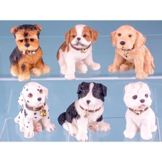 Sitting Dogs with Collar, 6cm, 6 assorted