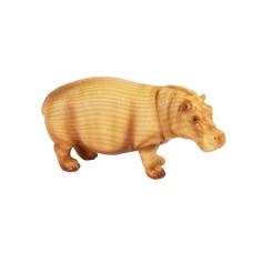 Carved Wood-effect Hippo, 18cm 