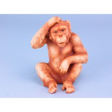 Carved Wood-effect Sitting Monkey, large, 17cm