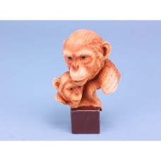 Carved Wood-effect Monkey Pair on Plaque, small, 15cm