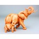 Carved Wood-effect Elephant & Calf, 26cm