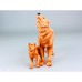 Carved Wood-effect Wolf & Cub, 23cm