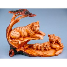 Wood Effect Tiger Group with Tree, 24cm