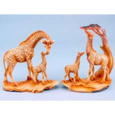 Carved Wood-effect Giraffe Pair, 19cm, 2 assorted