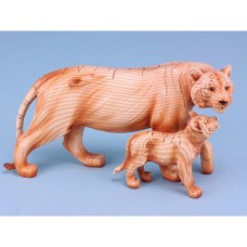 Carved Wood-effect Tiger & Cub, 23cm