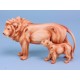 Carved Wood-effect Lion & Cub, 23cm