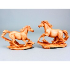Carved Wood-effect Horse on Base, 19cm, 2 assorted