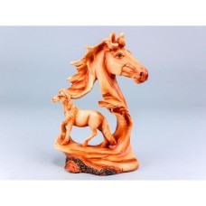 Carved Wood-effect Horse and Head, 19cm