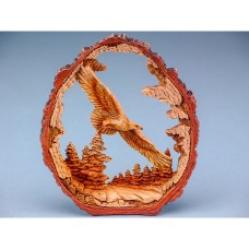 Carved Wood-effect Eagle in Log, 16x14cm
