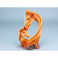 Carved Wood-effect Giraffe Heads, 23cm