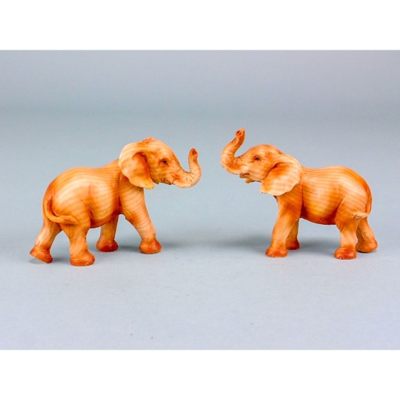 Carved Wood-effect Elephant, 9cm, 2 assorted