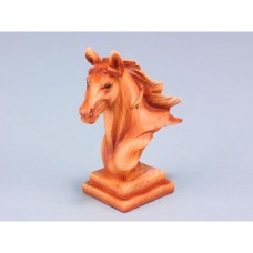 Carved Wood-effect Horse Head on Plinth, 10cm