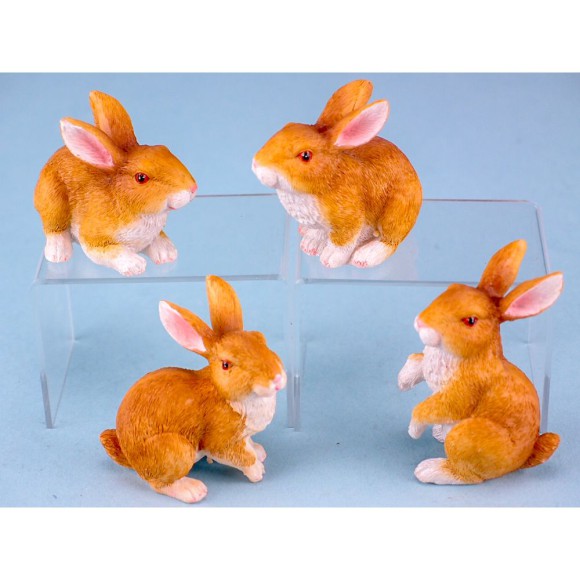 Natural Rabbits, 6cm, 4 assorted