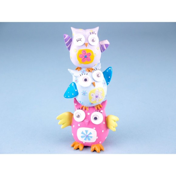 Colourful Owls Set of 3, 17cm
