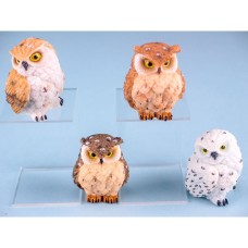 Ruffled Feather Owls, 6cm, 4 assorted
