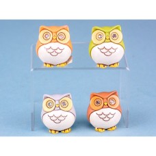 Mini Colourful Owls , 3cm, 4 assorted