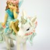 Fairy on Standing Unicorn, blue, 10cm