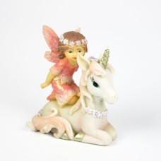Fairy on Sitting Unicorn, pink, 7cm
