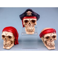 Mini Pirate Skulls, 8cm, 3 assorted