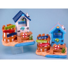 Beach Hut with Pen Pot, 10cm, 2 assorted