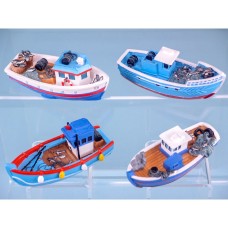 Resin Fishing Boats, 9cm, 4 assorted