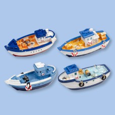 Resin Fishing Trawlers, 8cm, 4 assorted