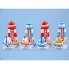 Lighthouse Thermometer and Sailboat, 8cm, 4 assorted