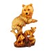 Carved Wood-effect Bear with Cubs, 20cm