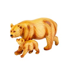 Carved Wood-effect Mother Bear and Cub, 23cm