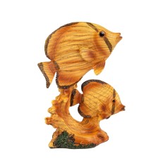 Carved Wood-effect Tropical Fish Pair, 13cm