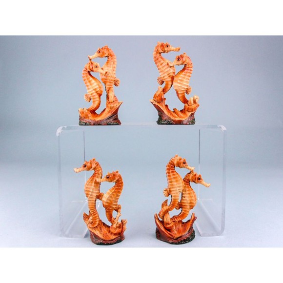 Wood Effect Seahorse Pair, 12cm, 4 assorted