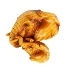 Carved Wood-effect Elephant and Calf Magnet