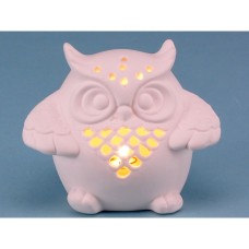 Unglazed Porcelain Owl with LED Light, 8cm
