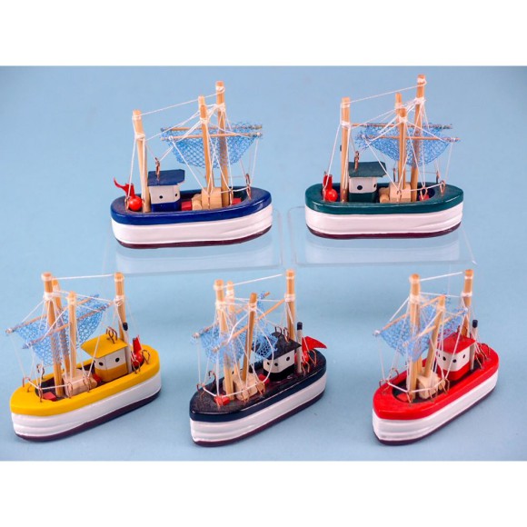 Fishing Boat, Miniature, 7x7cm, 5 assorted