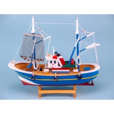 Blue Trawler with Hanging Nets, 30x27cm