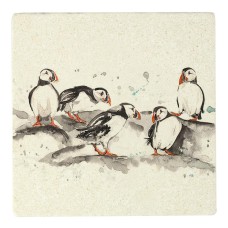 Meg Hawkins Puffin Group Stone Coaster