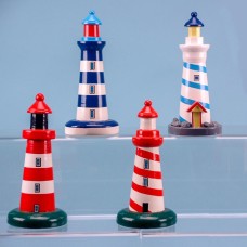Wooden Lighthouses, medium, 15cm, 5 assorted