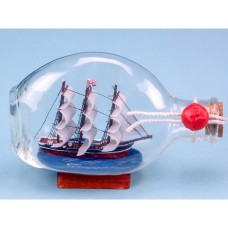 Wooden Ship in Dimple Bottle, small, 13cm