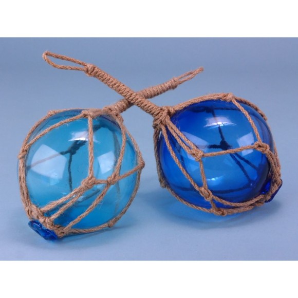 Glass Float Turquoise & Blue, 10cm, 2 assorted