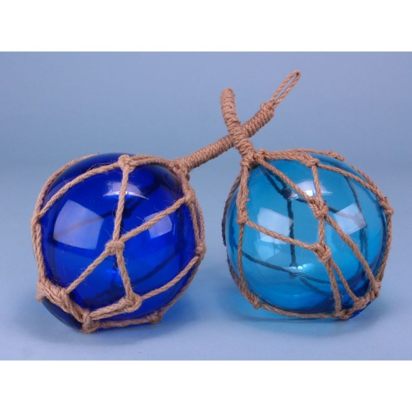 Glass Float Blue Turquoise & Blue, 12.5cm, 2 assorted