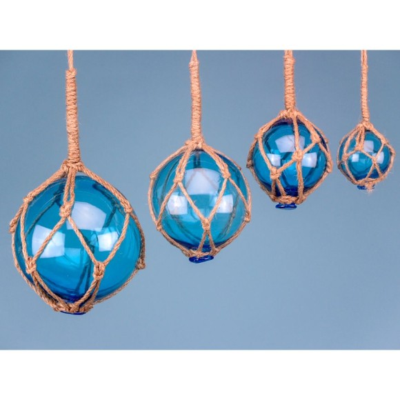 Glass Floats, Turquoise, Set 4  (5-12.5cm)