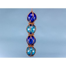 Set of 4 Glass Floats, Blue & Turquoise, 37x7.5cm
