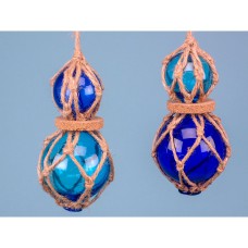 Set of 2 Glass Floats, Blue and Turquoise, 16cm, 2 assorted