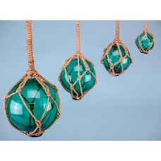 Glass Floats, Jade Green, Set 4  (5-12.5cm)