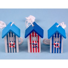 Nautical Light Pull, Beach Hut, 5cm, 3 assorted