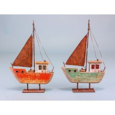 Rustic Sail Boat, 23cm, 2 assorted