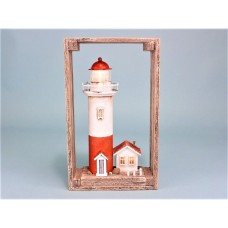 Lighthouse with LED Light in Frame, 30x18cm