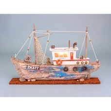 Rustic Fishing Boat with LED Light, 38cm