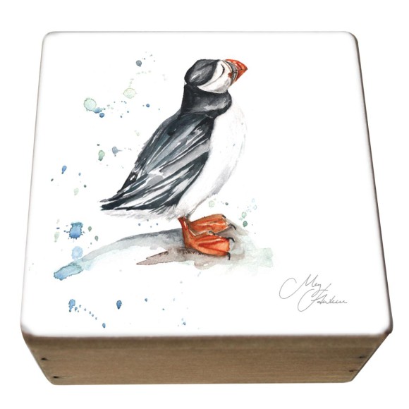 Meg Hawkins Pensive Puffin Box, 9x9cm
